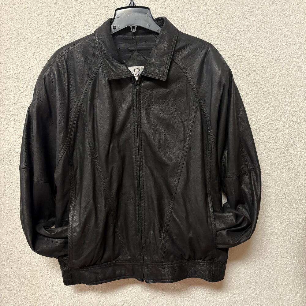 Men’s Remy Lambskin Leather Jacket Black Size 44 XL